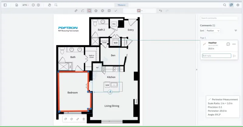 Image of measuring a room's diameter