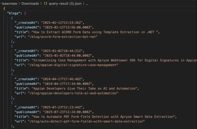 JSON file with data.