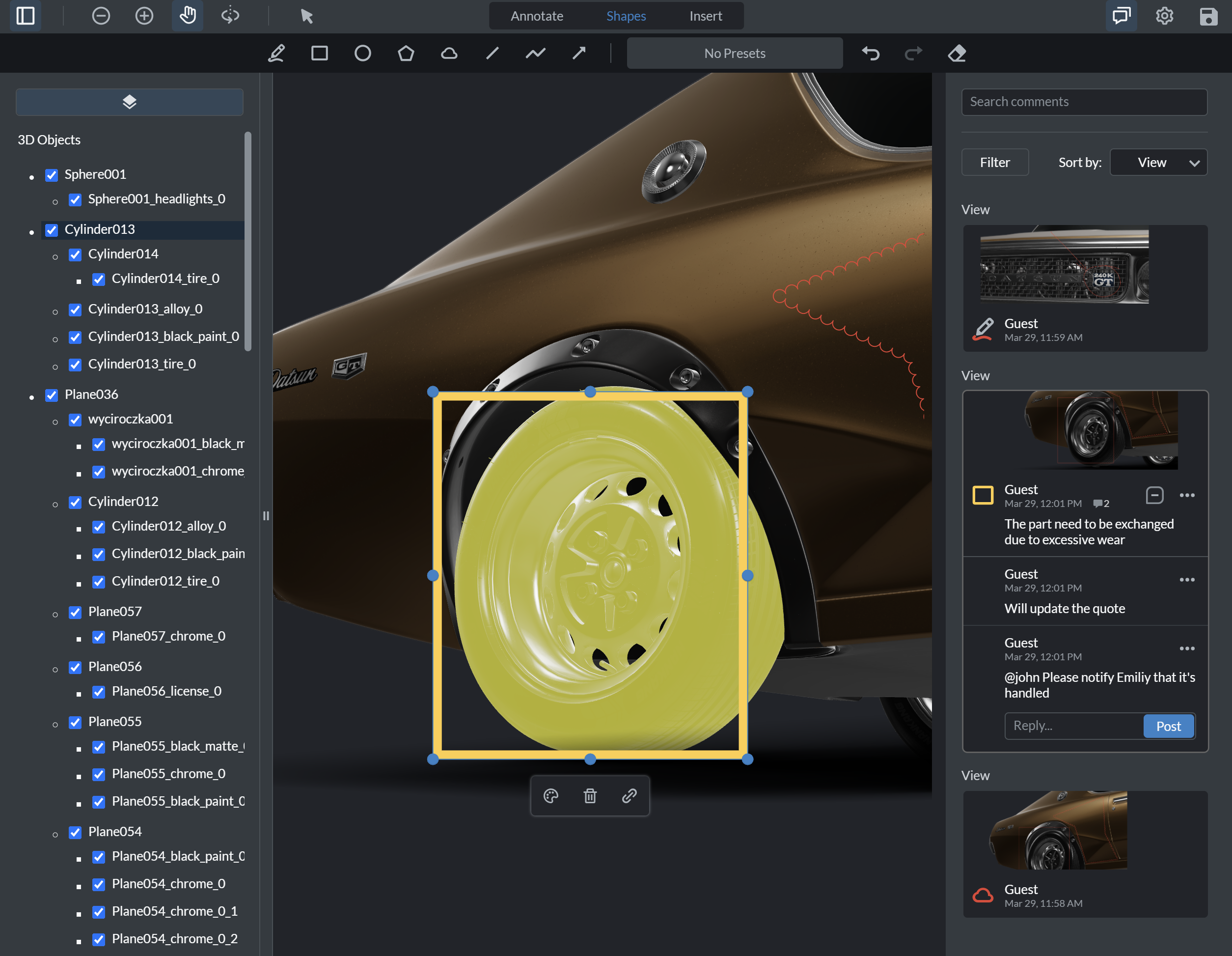 Inspecting 3D drawing