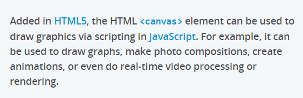 screenshot of text describing HTML5 canvas element