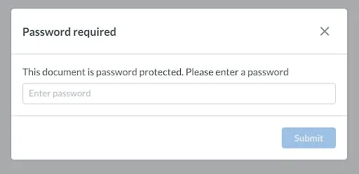 The refreshed password modal
