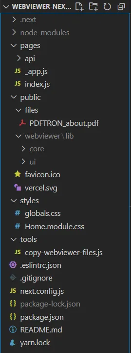 Next.js pdf viewer project structure