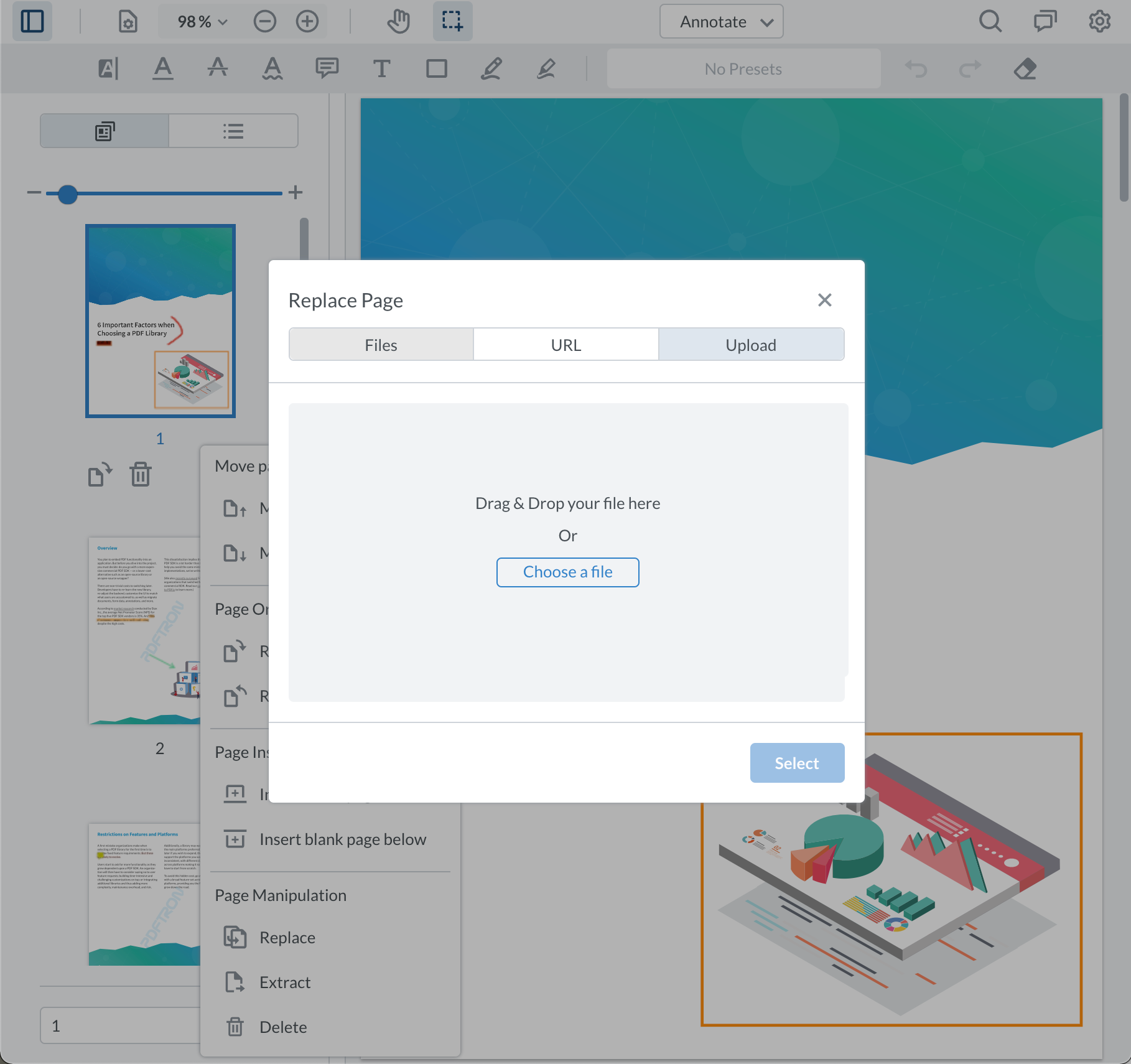 The user can select the file.