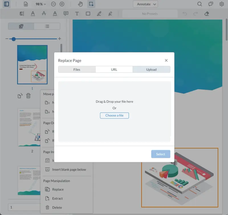 The user can select the file.
