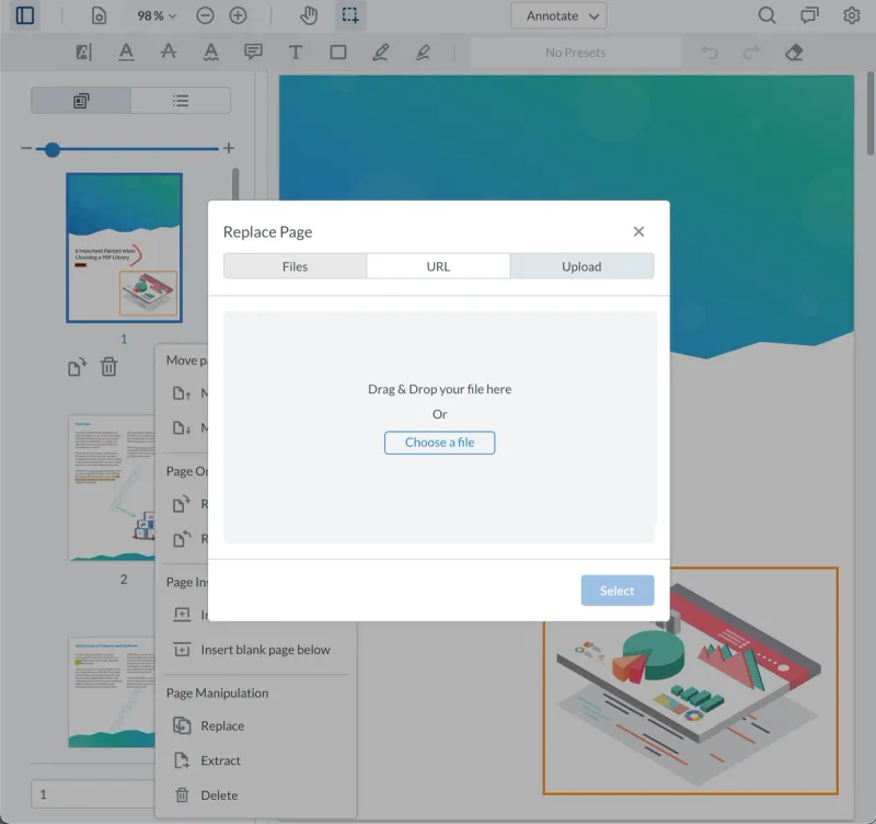 The user can select the file.