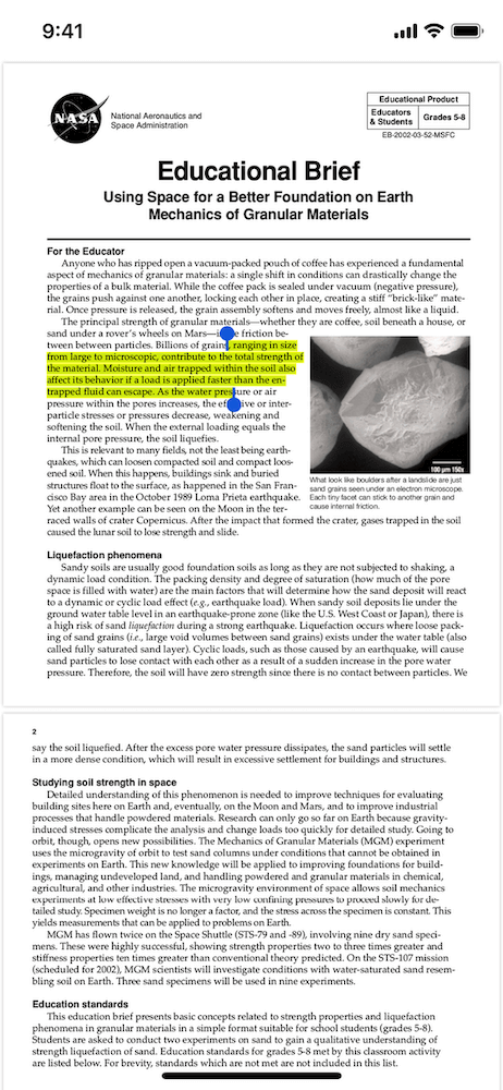Highlight annotation on a PDF