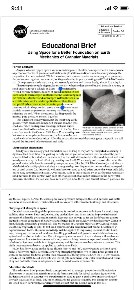 Highlight annotation on a PDF