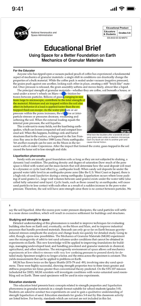 Highlight annotation on a PDF