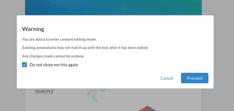 Warning message when opening the PDF editor in WebViewer