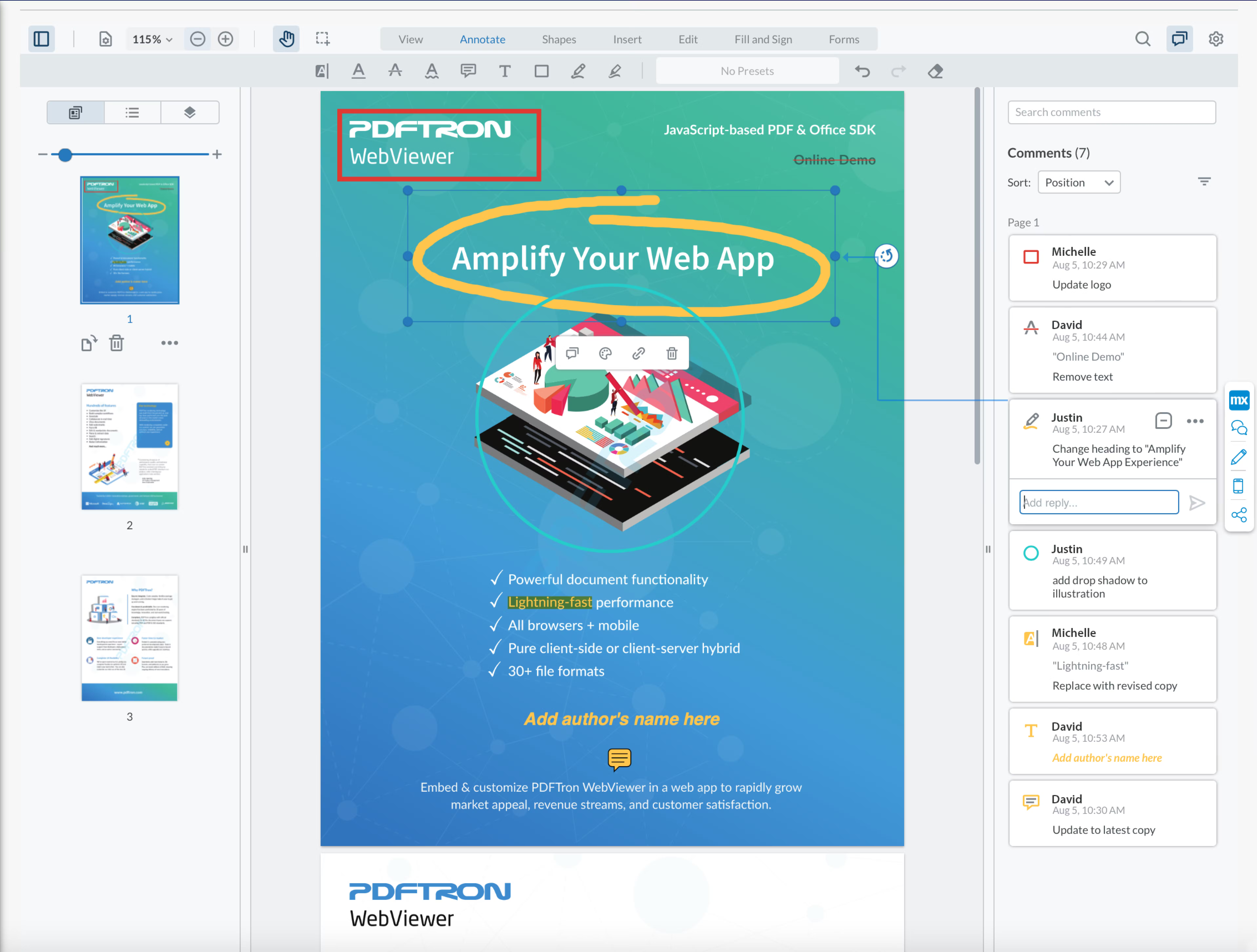 Customizable WebViewer UI for modifying documents and images in Mendix.