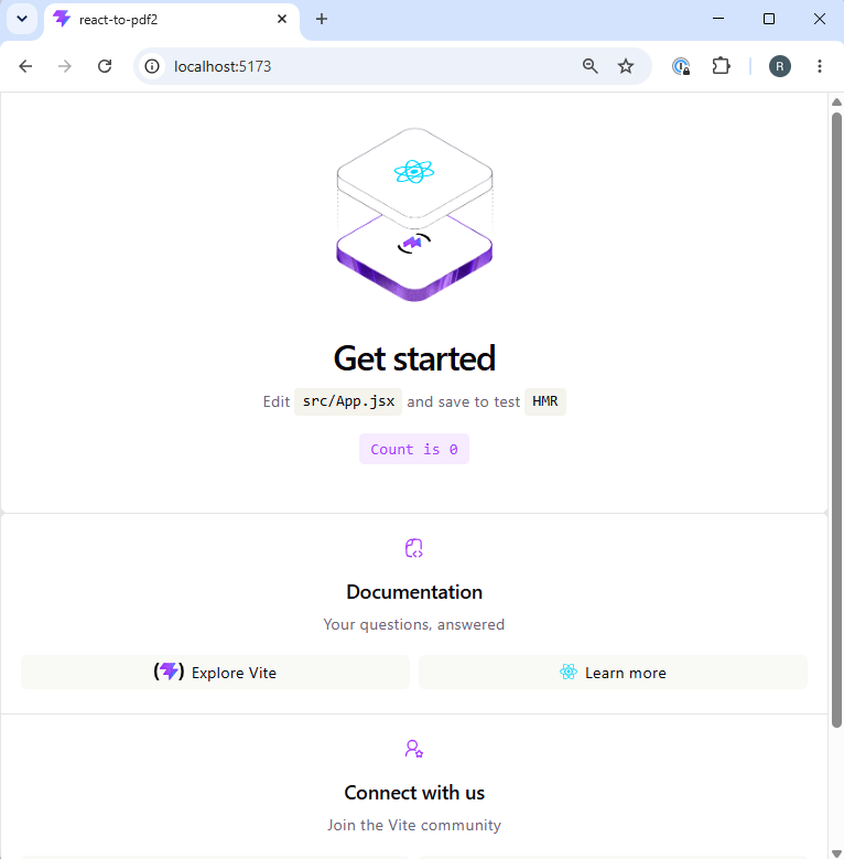 Default Vite 8 UI
