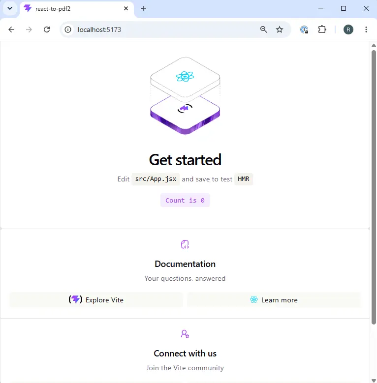 Default Vite 8 UI