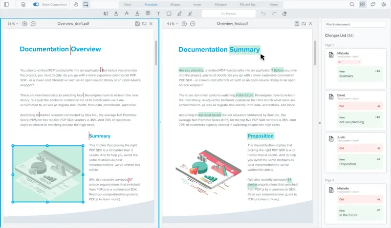 Comparing documents side by side