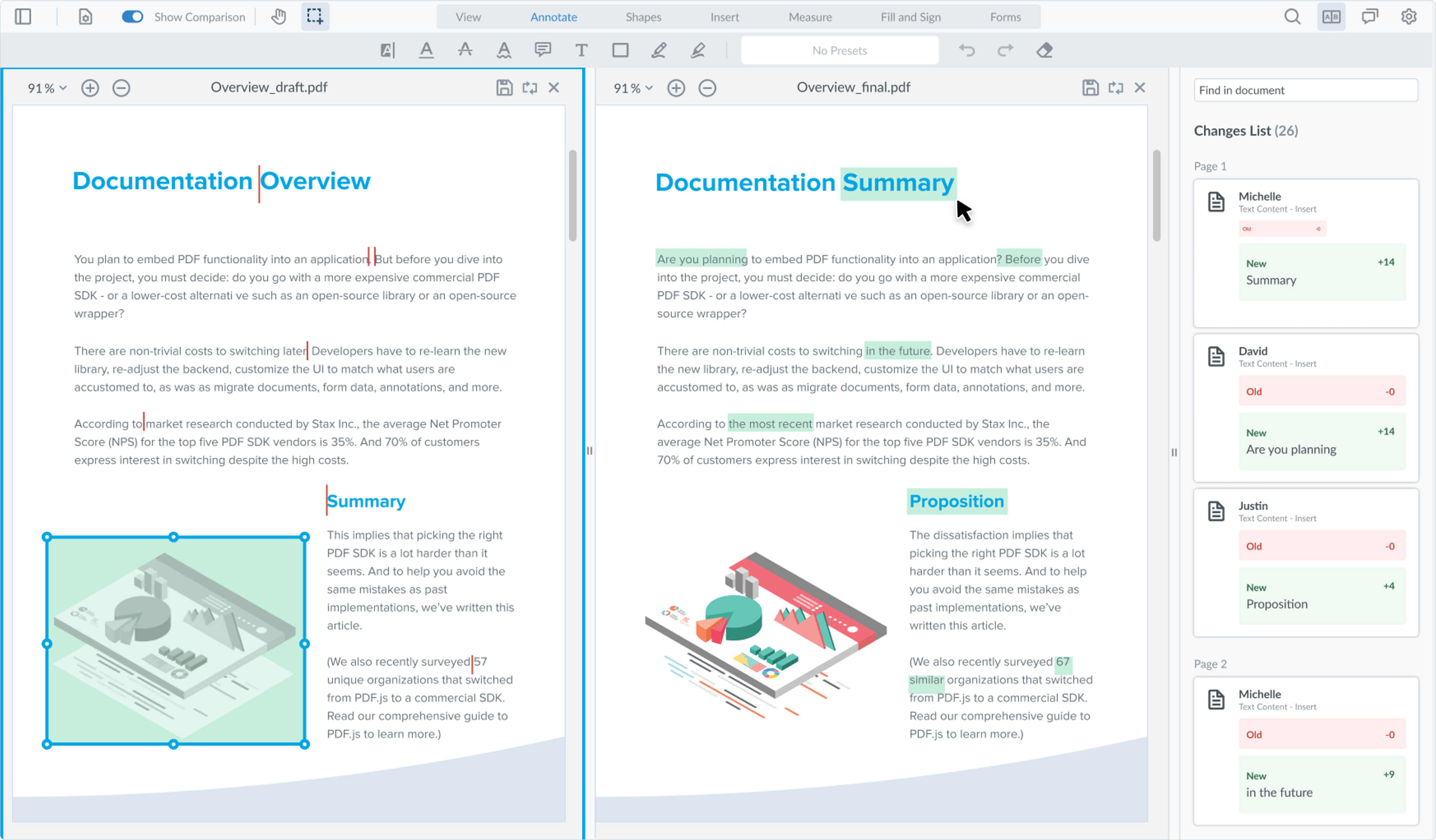 Comparing documents side by side