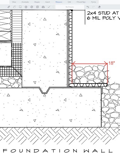 Measurement caption in a pdf drawing