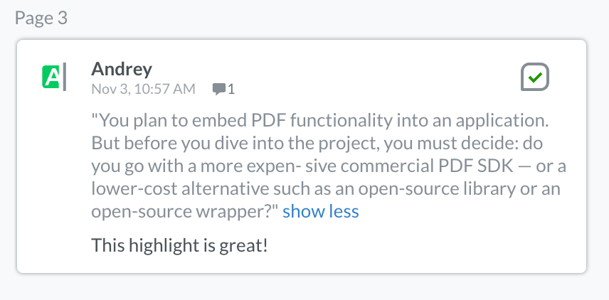 Highlighted content is now preserved and you can add comments to the highlight.