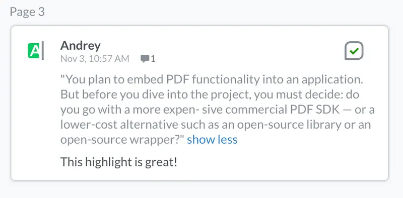 Highlighted content is now preserved and you can add comments to the highlight.