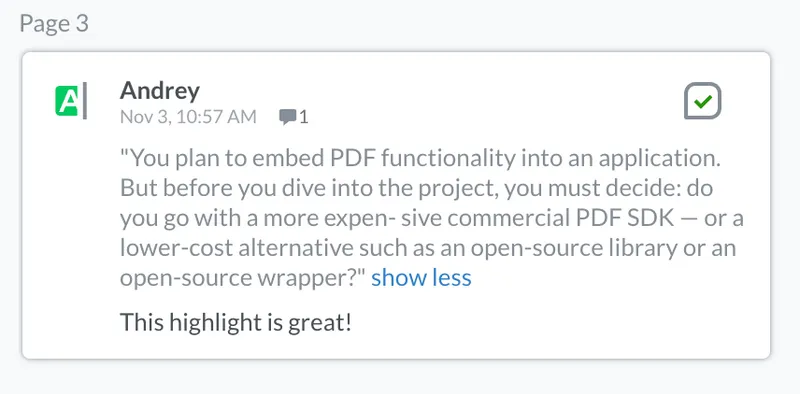 Highlighted content is now preserved and you can add comments to the highlight.