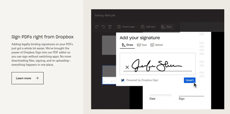 Sign PDFs without leaving Dropbox