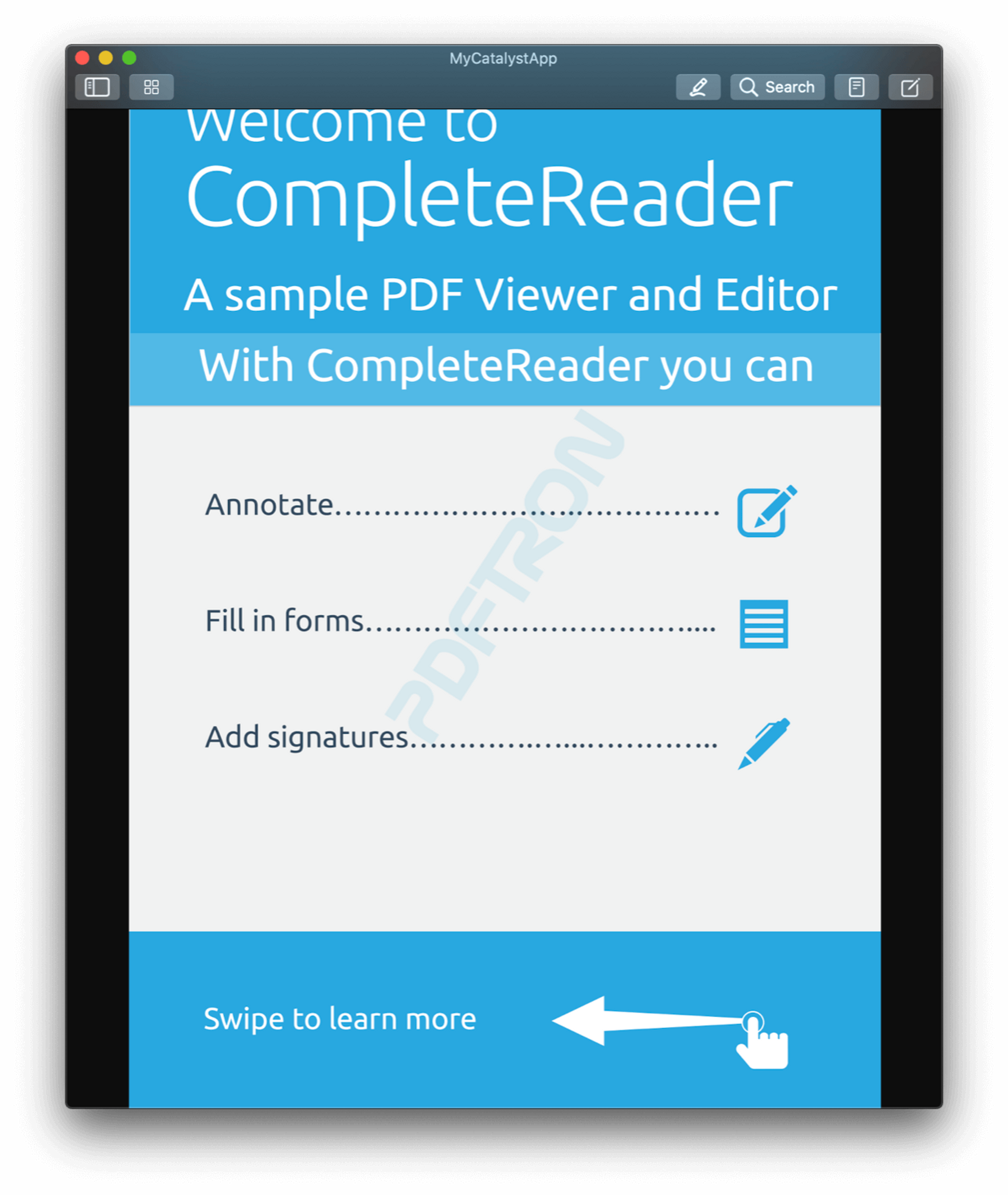 mac catalyst PDF viewer toolbar