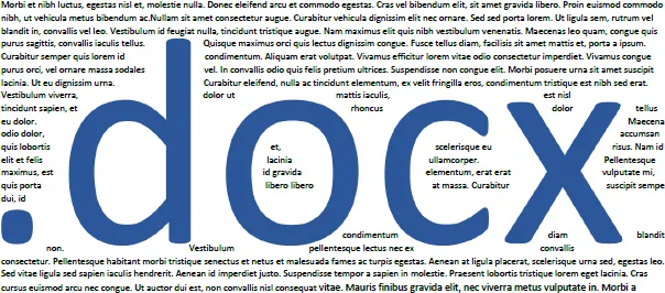 .docx file format shown on Word page full of text using Office SDK