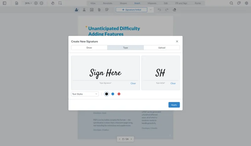 Image of a signatures using initials
