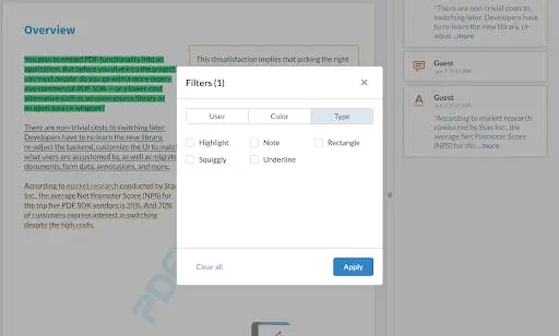 The refreshed annotation filter modal.