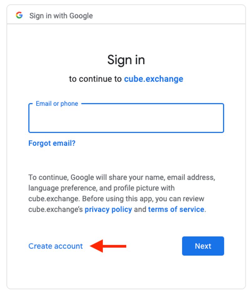 Cube Google Sign in