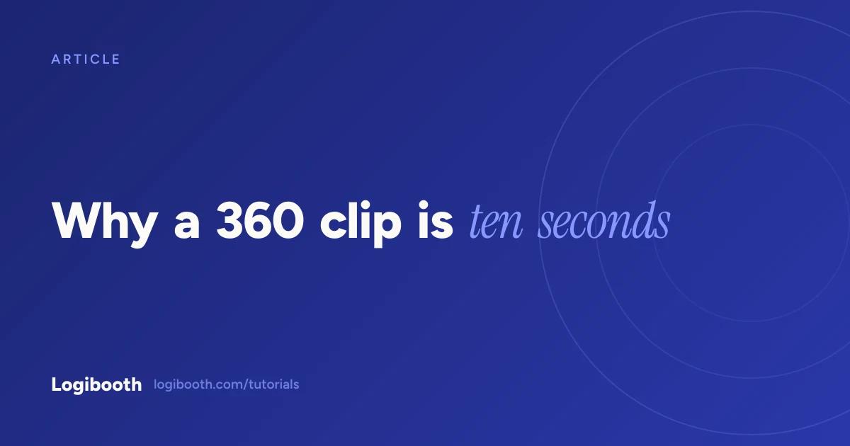 Logibooth article card reading "Why a 360 clip is ten seconds"