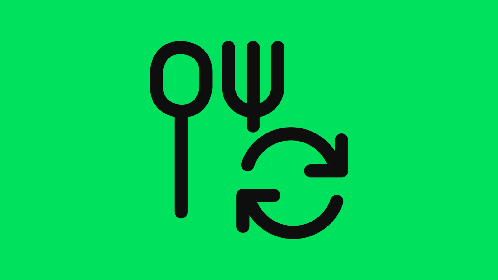 A spoon and fork beside a circular refresh arrow, representing a dining reservation becoming available again.