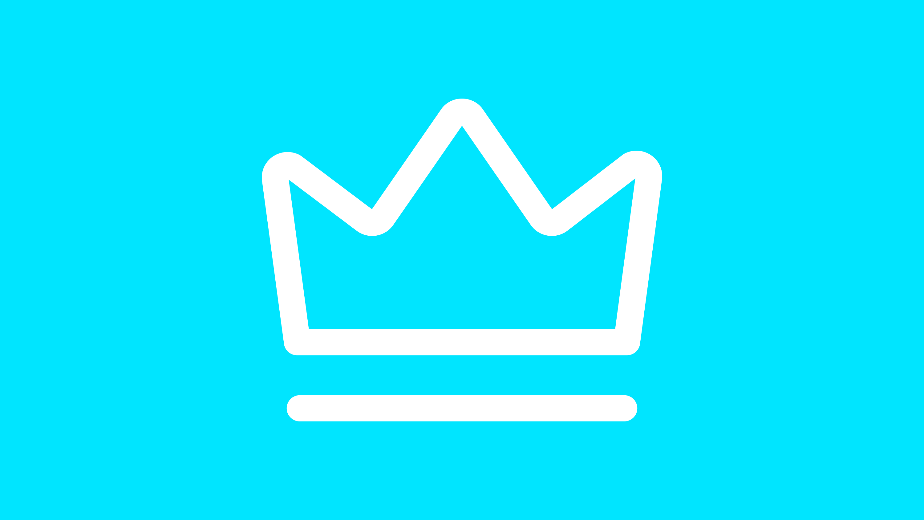 A simple white crown illustration on a bright blue background