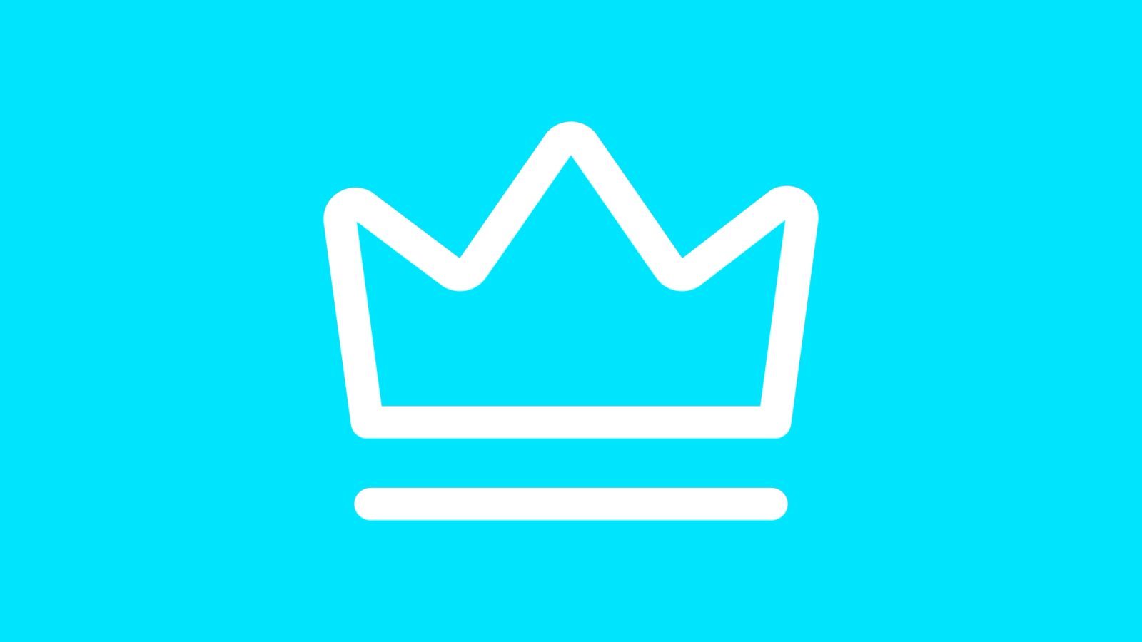 A simple white crown illustration on a bright blue background