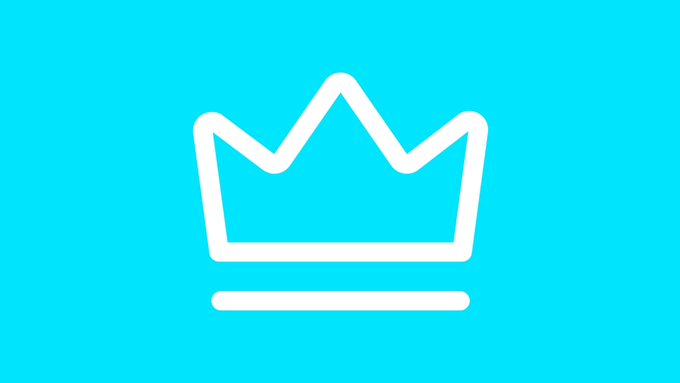 A simple white crown illustration on a bright blue background