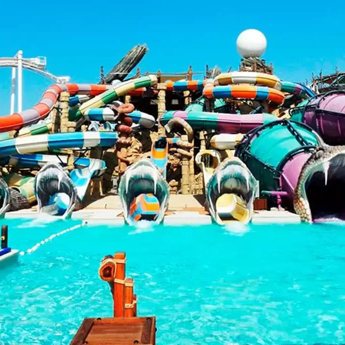 Yas Waterworld Abu Dhabi with water slides and wave pools
