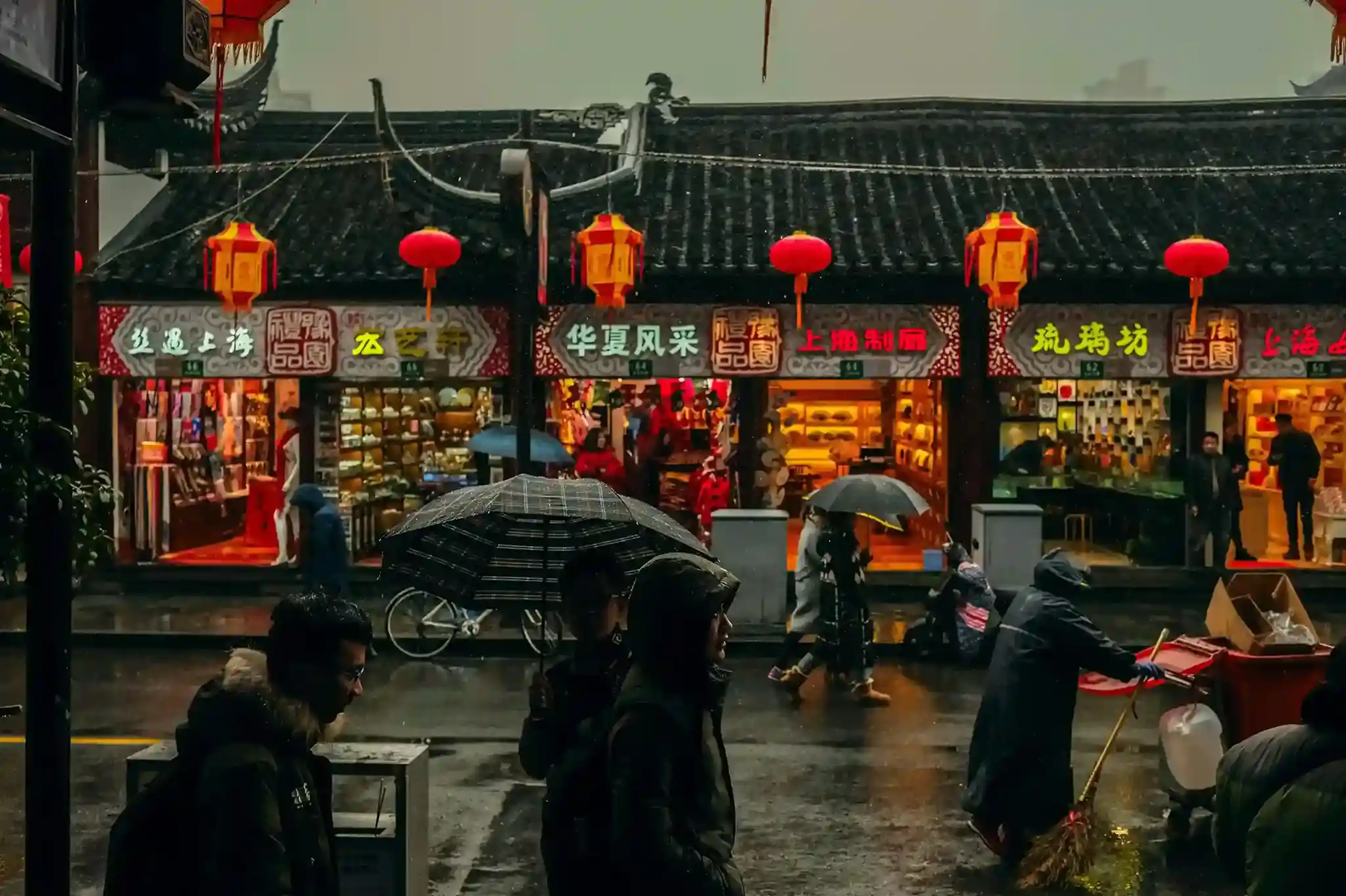 Traditional Chinese architecture with pagoda-style buildings and scenic surroundings