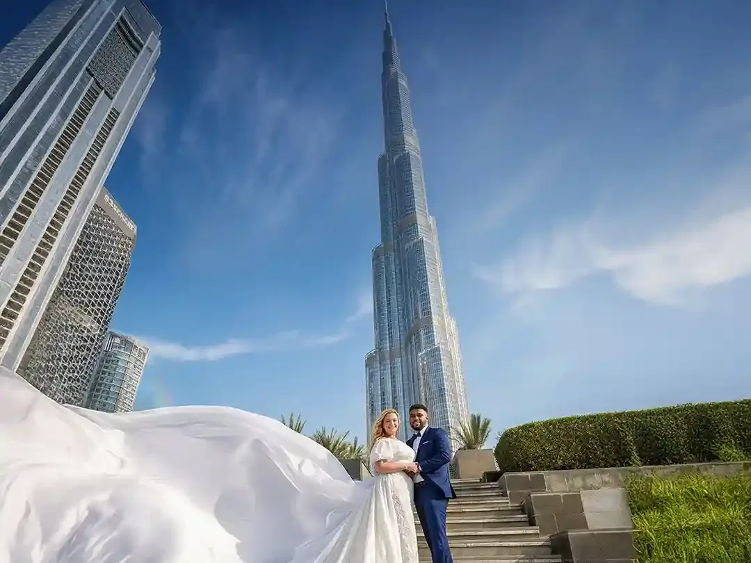 Luxury destination wedding venue setup at a beach or resort in the UAE