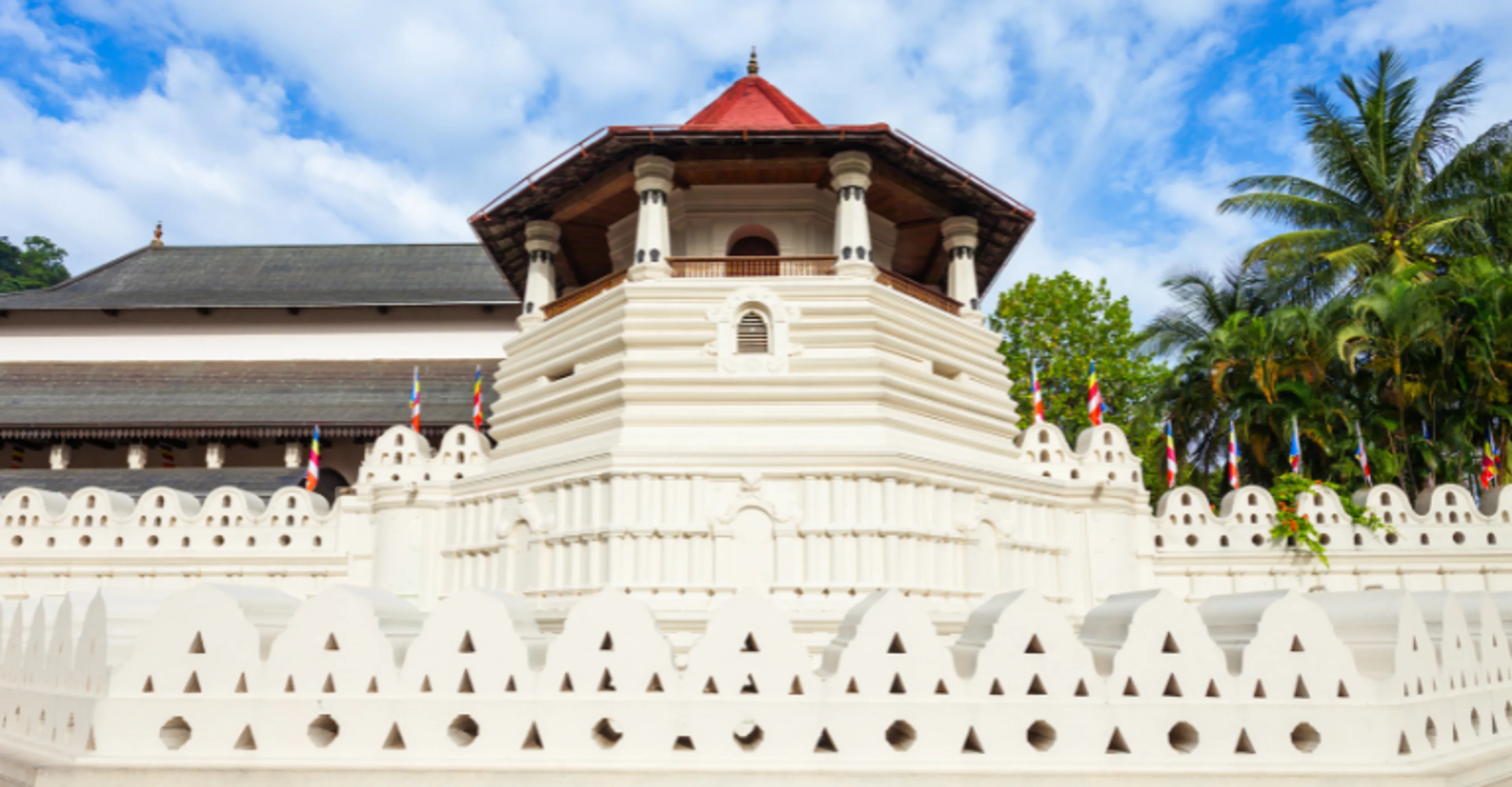 The ornate roof of the Temple of the Sacred Tooth Relic in Kandy