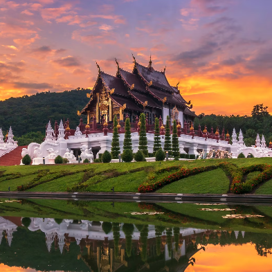 Chiang Mai Thailand with ancient temples and mountain landscapes