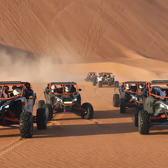 Luxury desert safari with private dining and sunset dune views