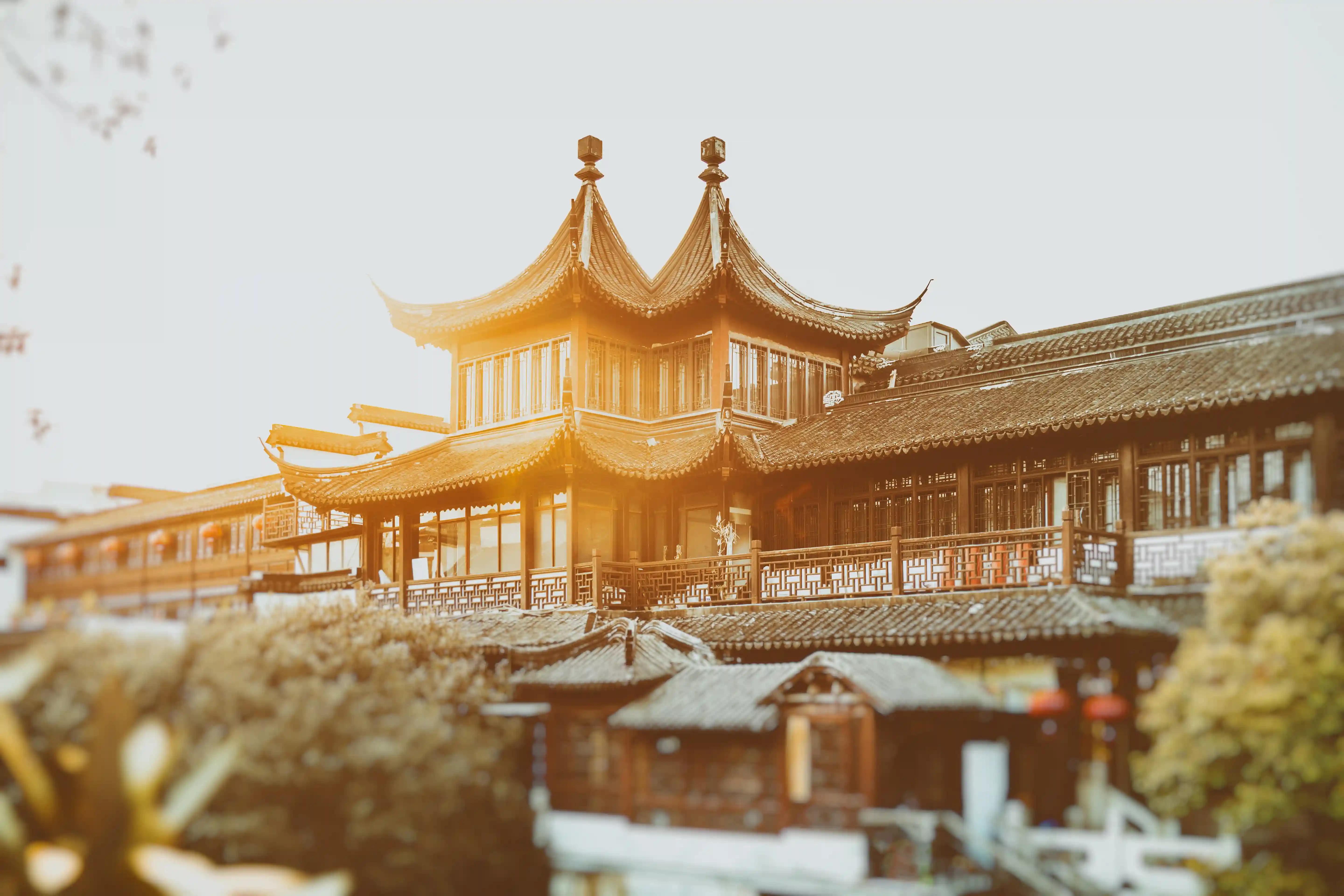 China city skyline with modern skyscrapers and cultural landmarks representing diverse travel experiences