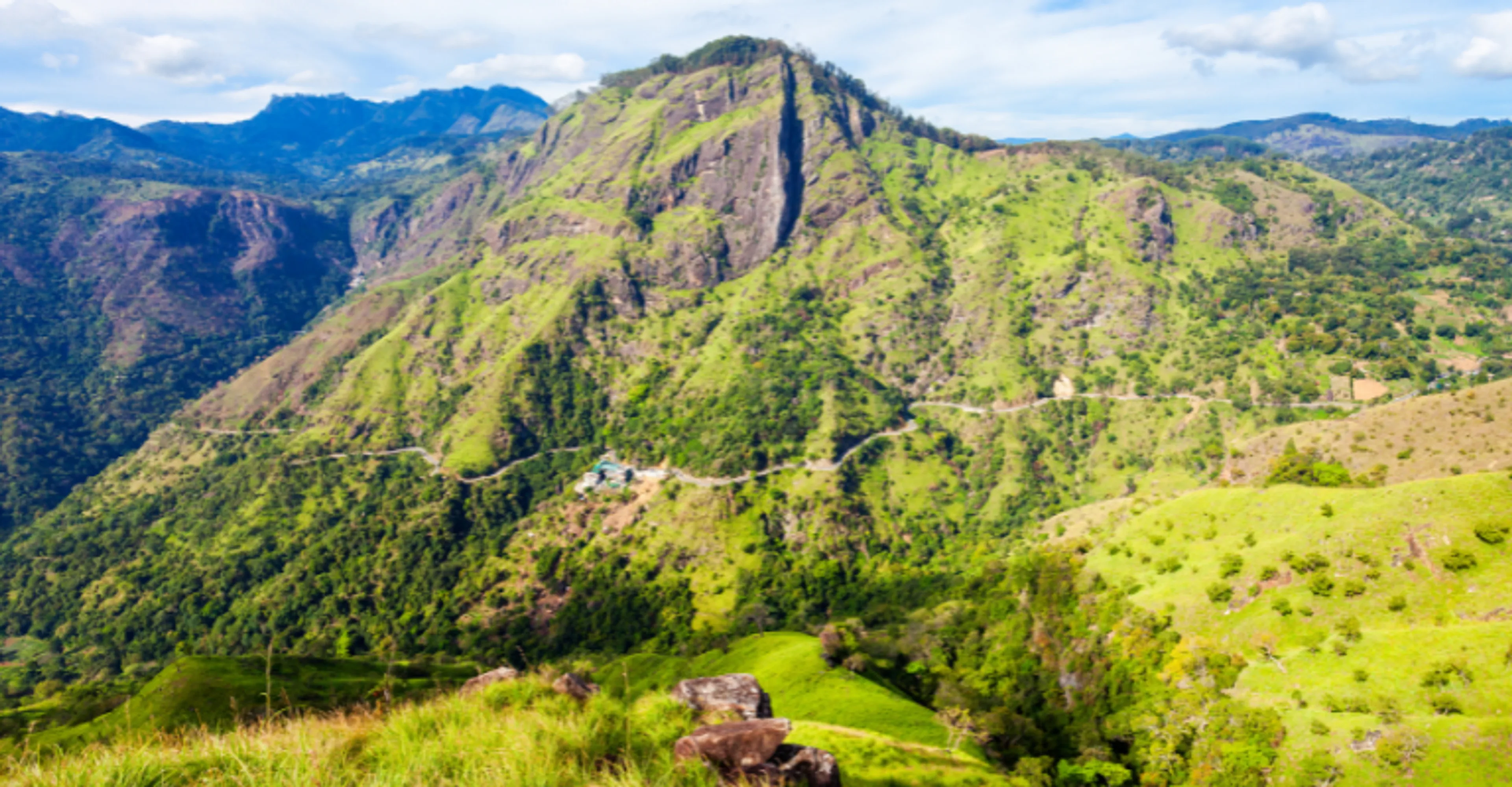 The ridgeline and valley view from the trail up Little Adam's Peak near Ella