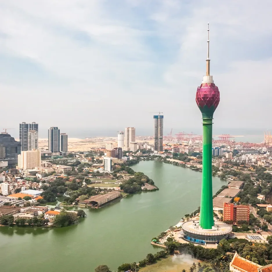 Colombo Lotus Tower overlooking the city skyline in Sri Lanka