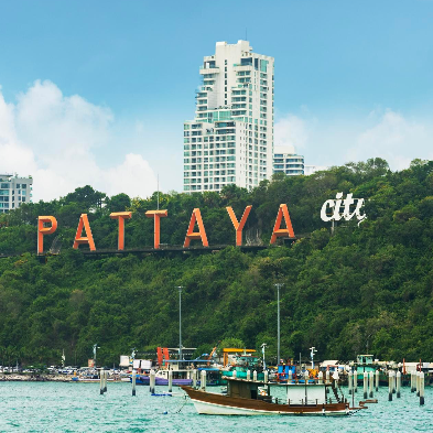 Pattaya coastline in Thailand with tropical beach and vibrant seaside city
