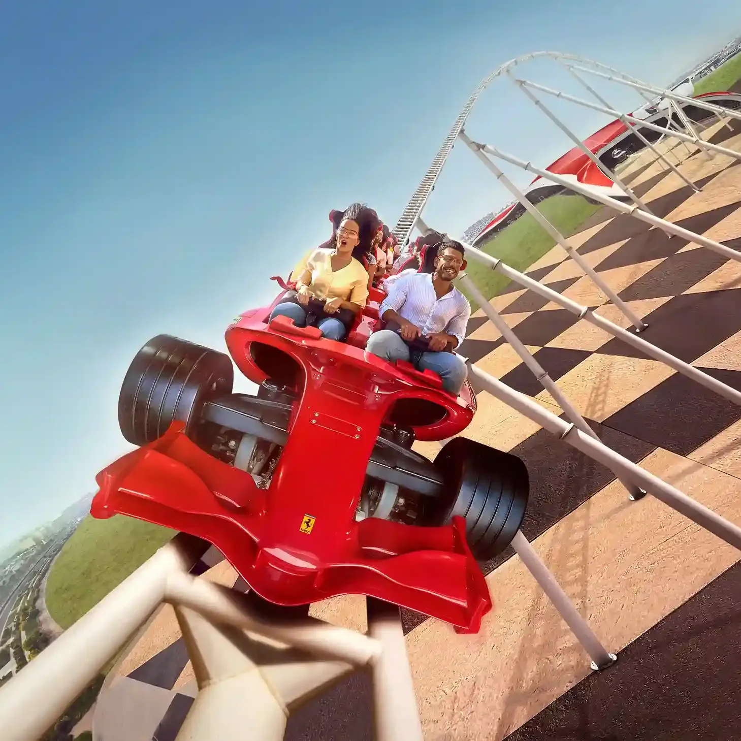 Ferrari World theme park with Formula Rossa roller coaster in Abu Dhabi