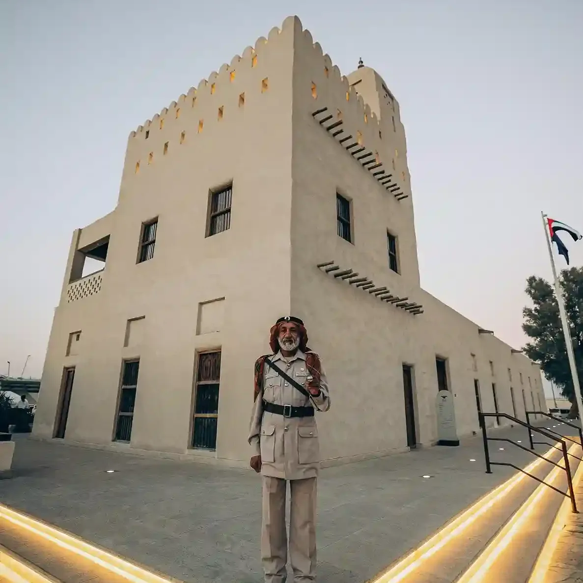 Qasr Al Hosn historic fort in Abu Dhabi with white walls and cultural exhibits