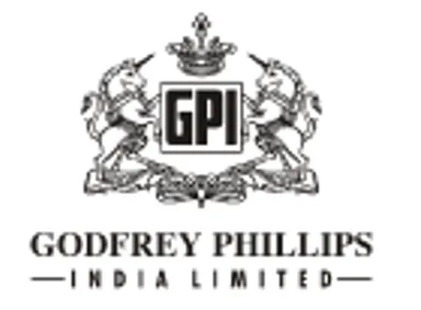 Godfrey Phillips India Limited logo: an ornate navy blue crest with decorative scrollwork and a crown-like design, with 'GPI' in the center and 'GODFREY PHILLIPS INDIA LIMITED' in gold text below.