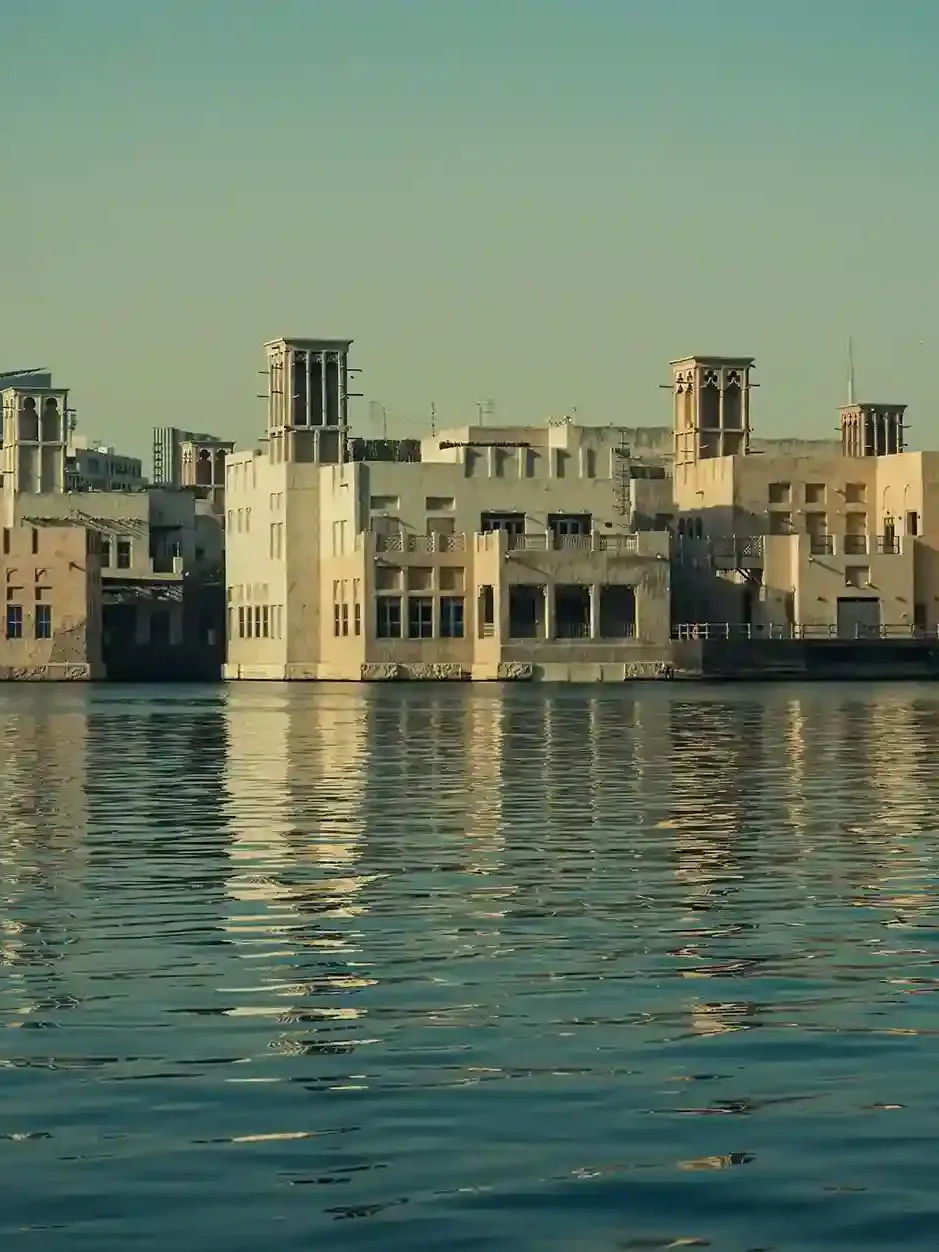 Dubai Old Town Al Fahidi district with wind towers and traditional alleyways