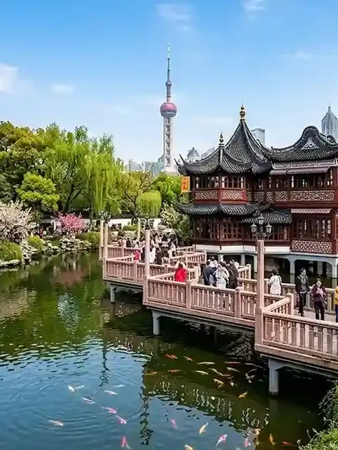 Chinese pagoda temple against a blue sky, featured on the China Highlights Tour homepage card