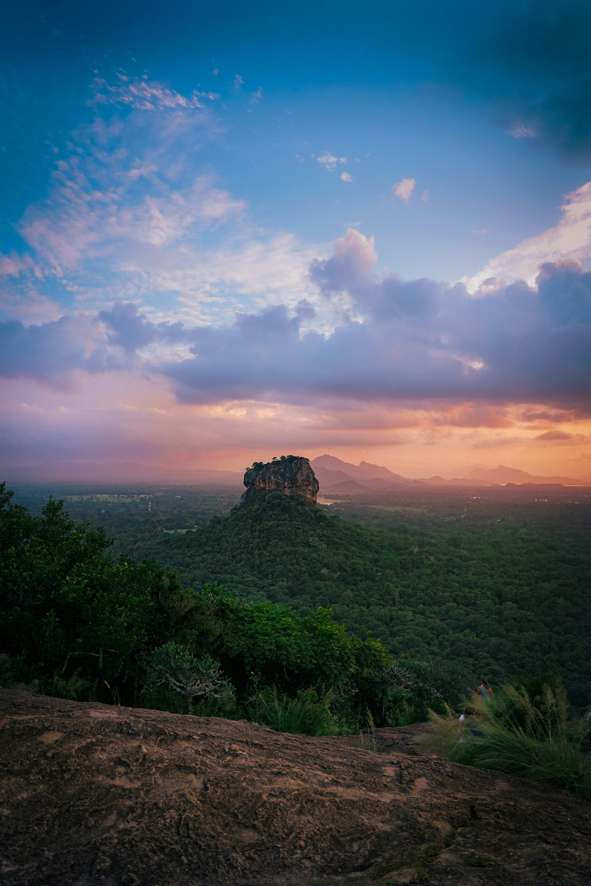 Sunset light over a rock outcrop near Sigiriya, Sri Lanka