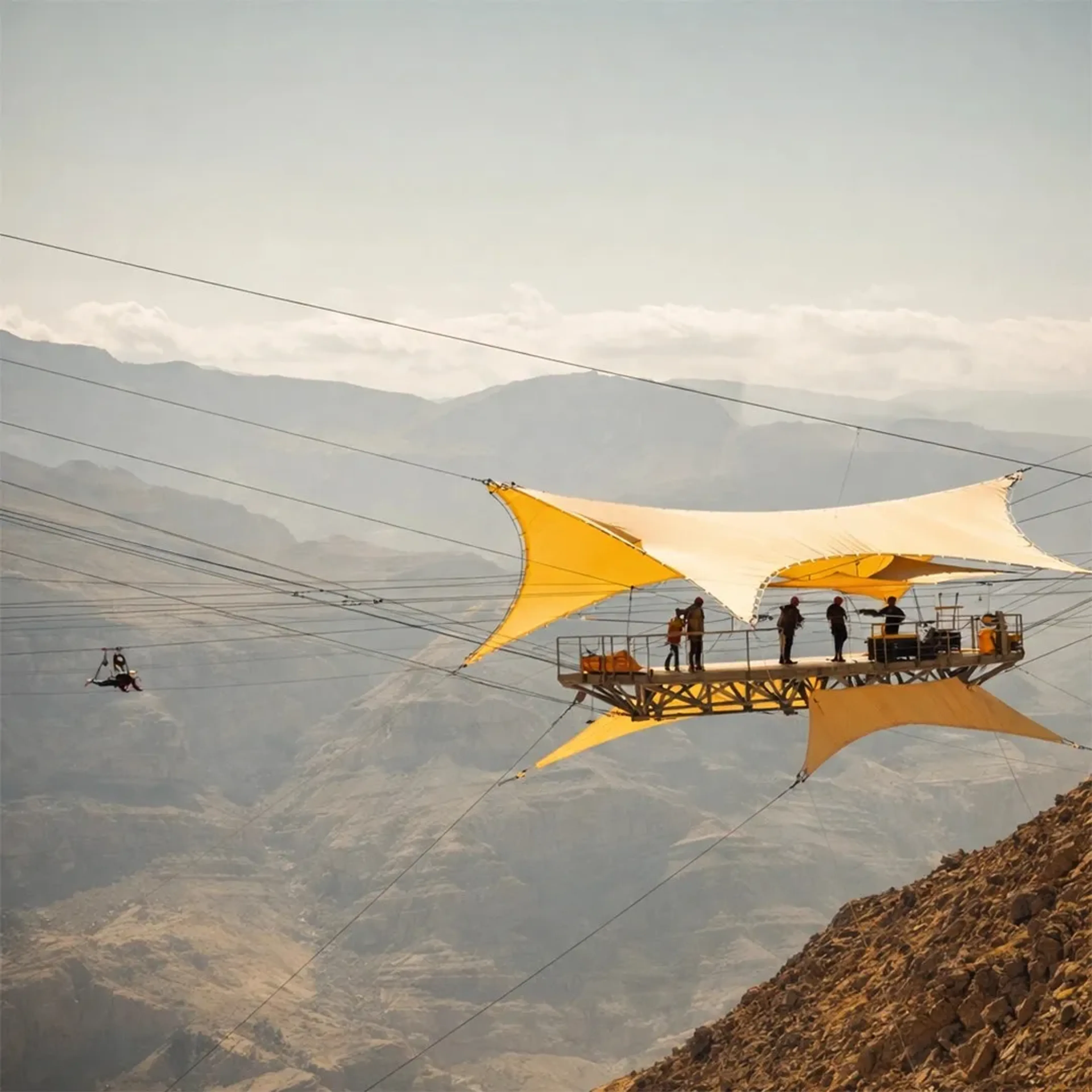 Jebel Jais mountains in Ras Al Khaimah with winding roads and dramatic rocky landscape